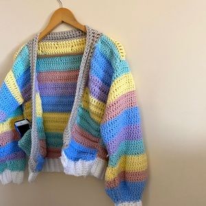 Crochet rainbow pastel cardigan